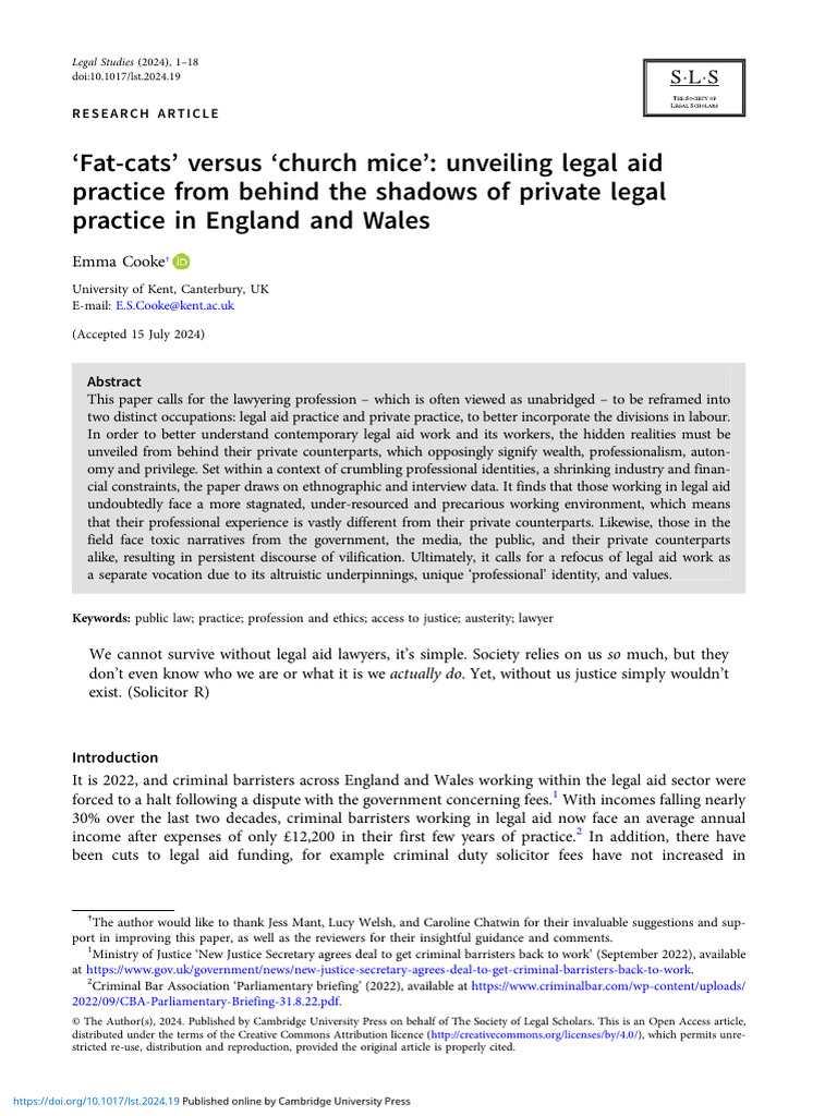 Legal Aid vs. Private Practice in England | PDF | Legal Aid | Lawyer