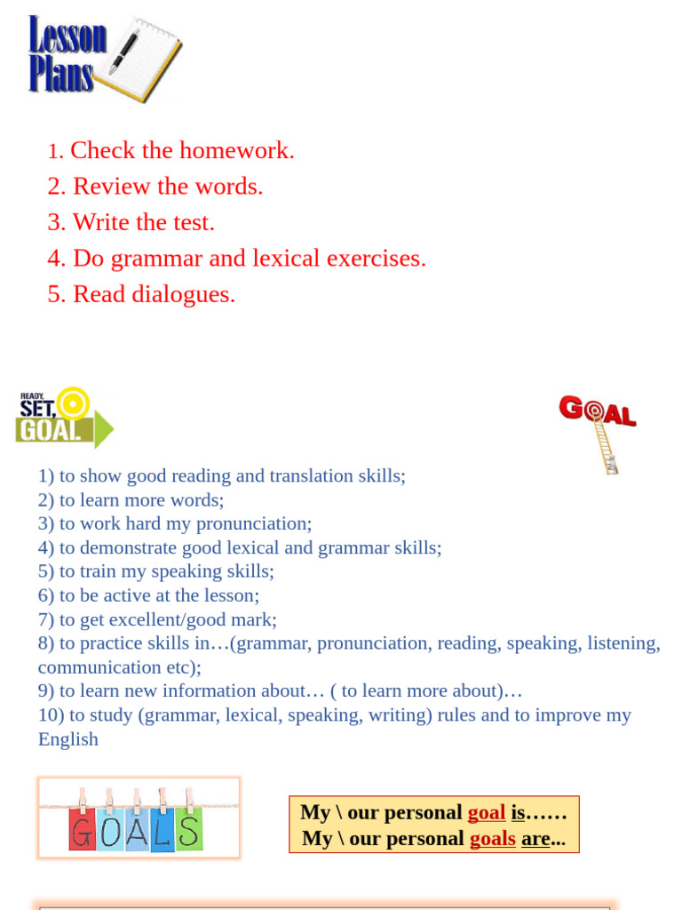 English Learning Goals and Tasks | PDF