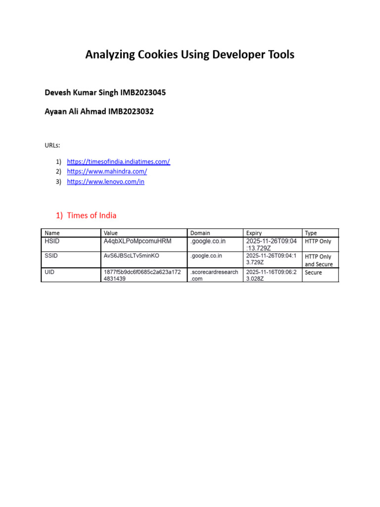 Cookie Analysis with Developer Tools | PDF | Http Cookie | Analytics