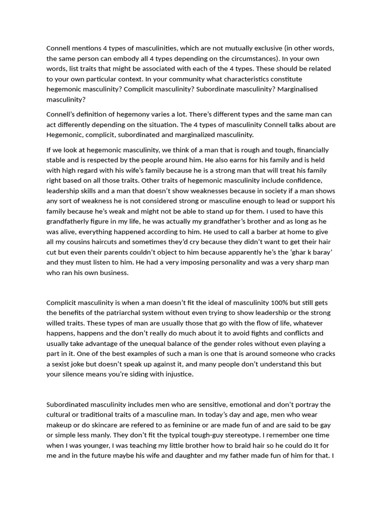 Connell Masculinities | PDF | Masculinity | Hegemony