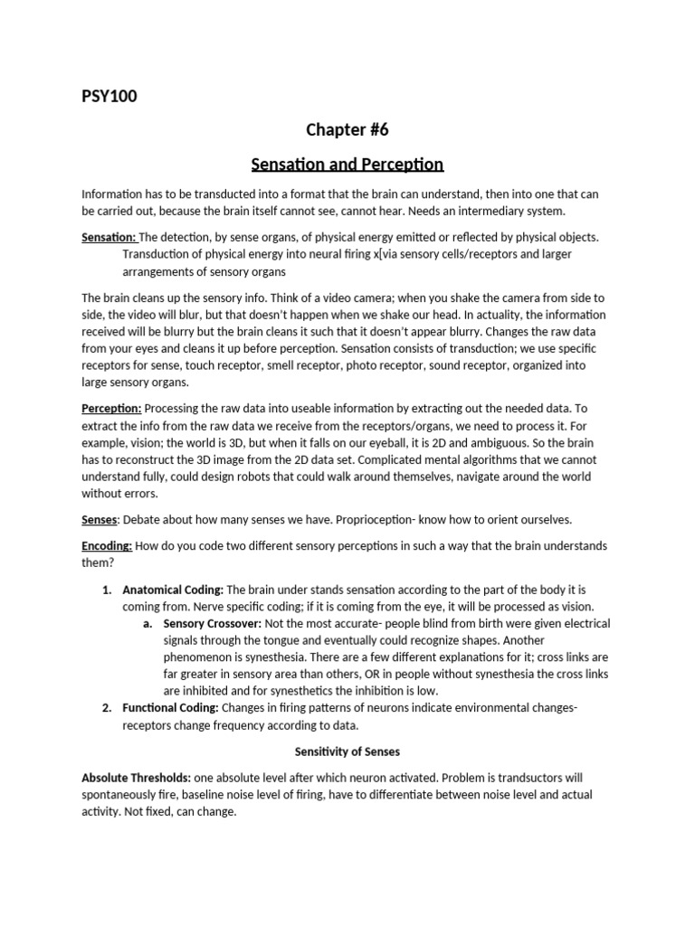 Sensation and Perception Explained | PDF | Senses | Perception