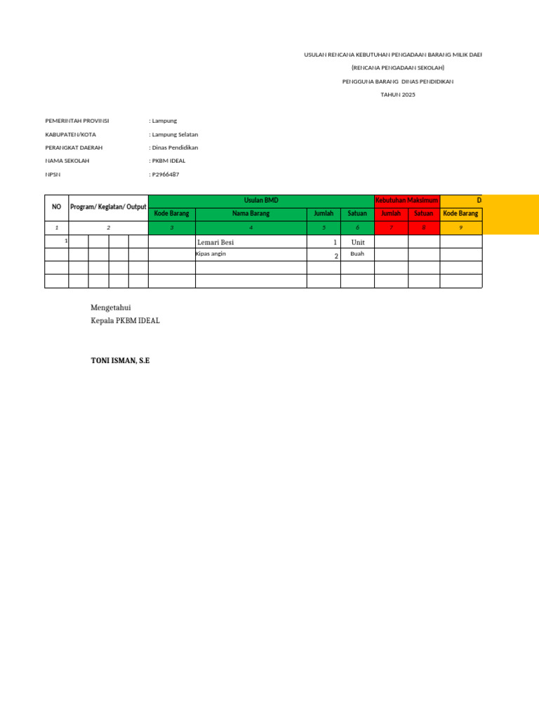 RKBMD Disdik 2025 PKBM Ideal | PDF