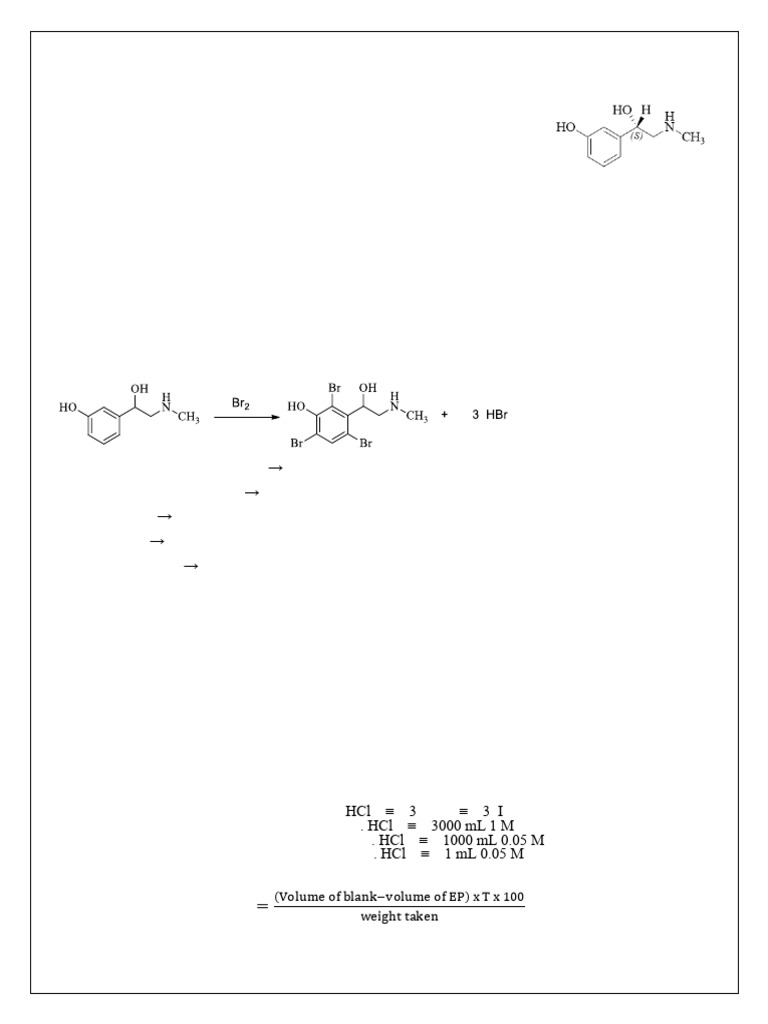 Phenylephrine Hydrochloride Assay | PDF | Titration | Chemistry