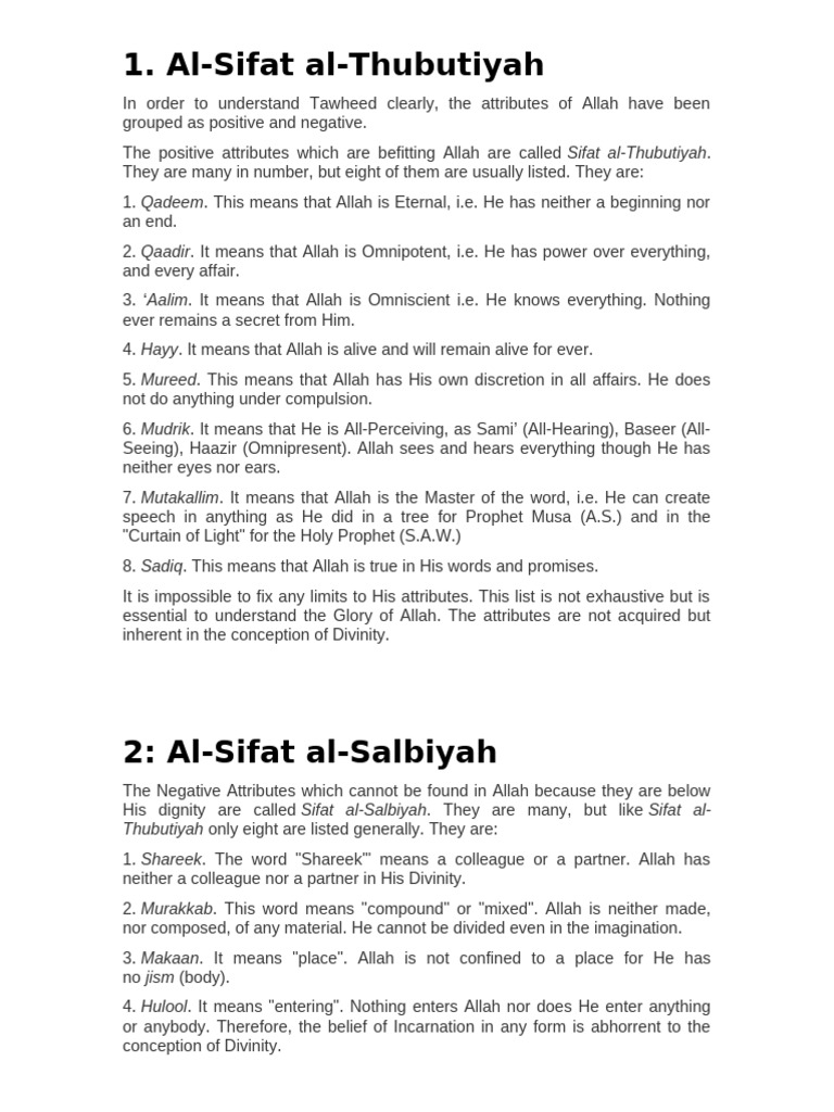 Understanding Allah's Attributes | PDF | God In Islam | Religious ...