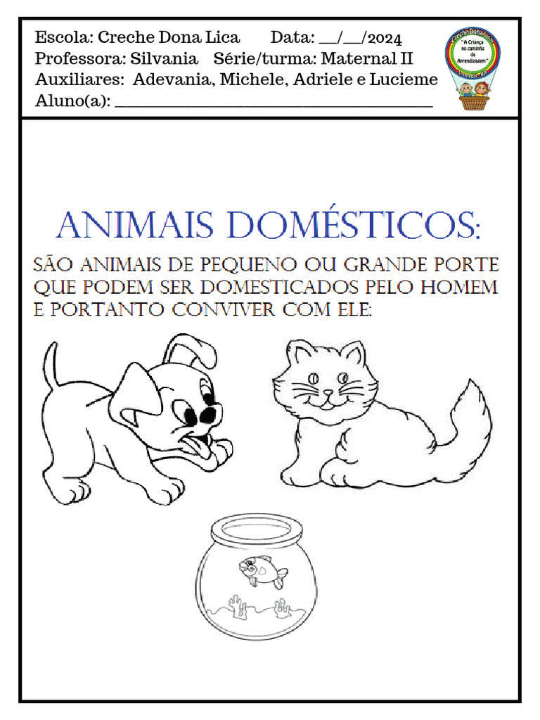 Atividade Animais Domésticos | PDF