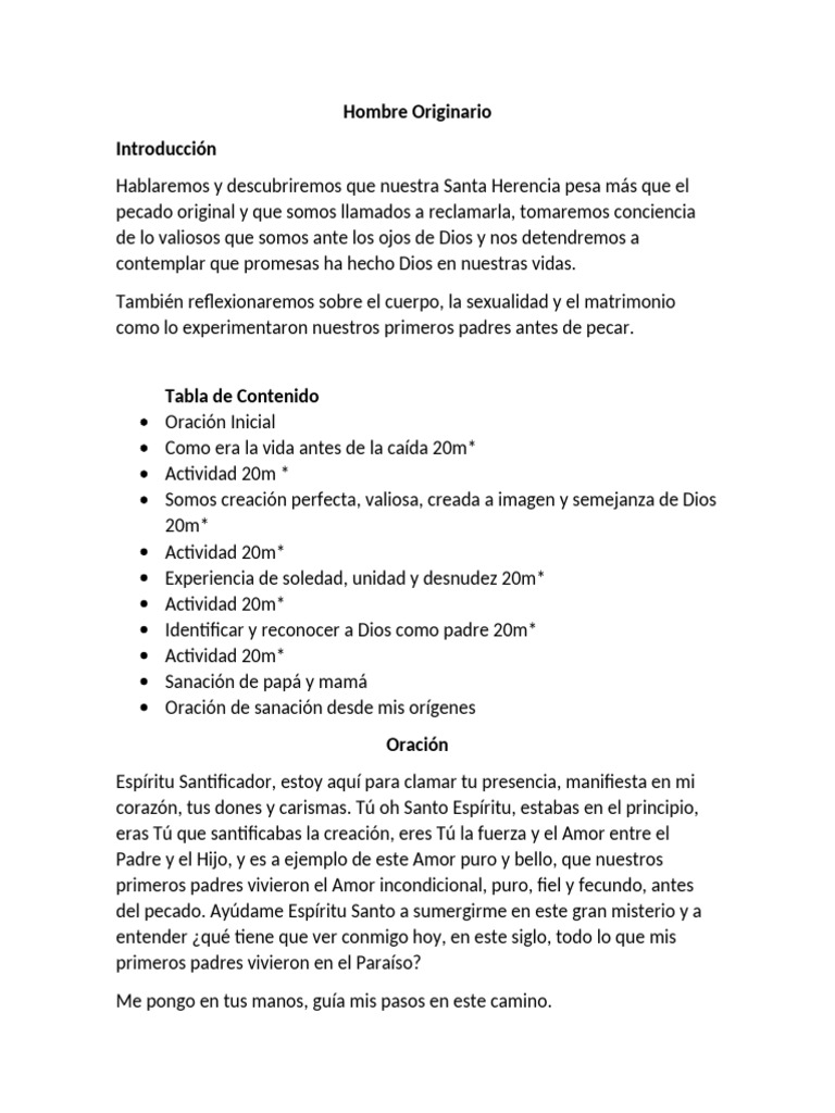 El Hombre Originario y su Valor Divino | PDF | Amor | Libro del Génesis