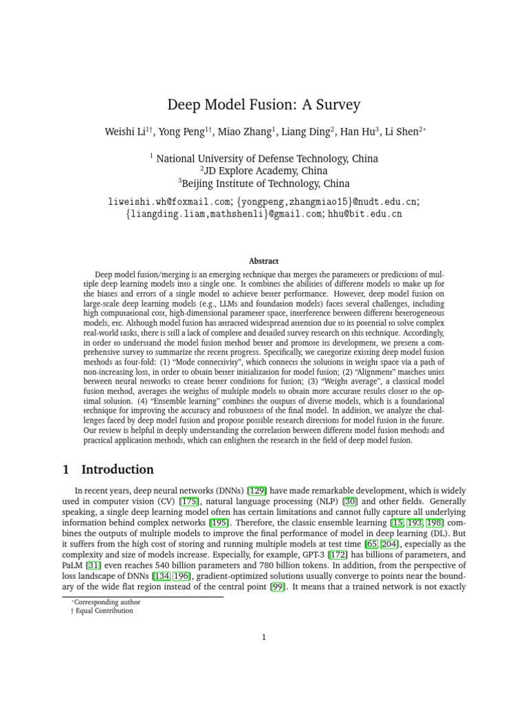 Deep Model Fusion: A Survey | PDF | Deep Learning | Artificial Neural ...