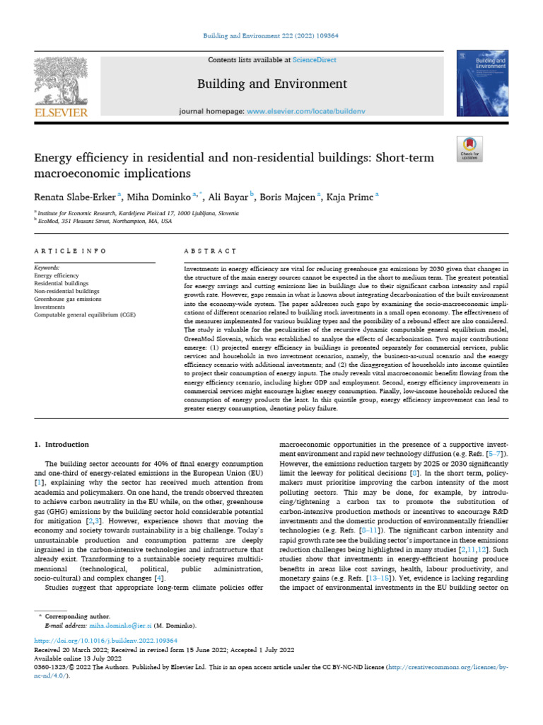 Image showcasing Energy Efficiency in Residential and Non Residential Buil 2022 Building ...