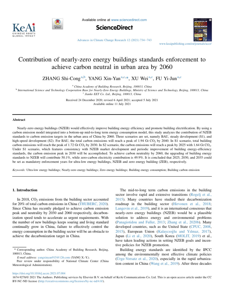 NZEB Standards for Carbon Neutrality by 2060 | PDF | Efficient Energy ...