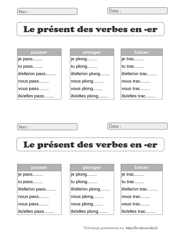 Conjugaison des verbes en -er | PDF | Arts du langage et discipline | Art