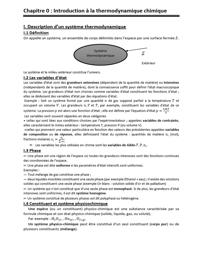 Introduction à la thermodynamique chimique | PDF | Enthalpie libre ...