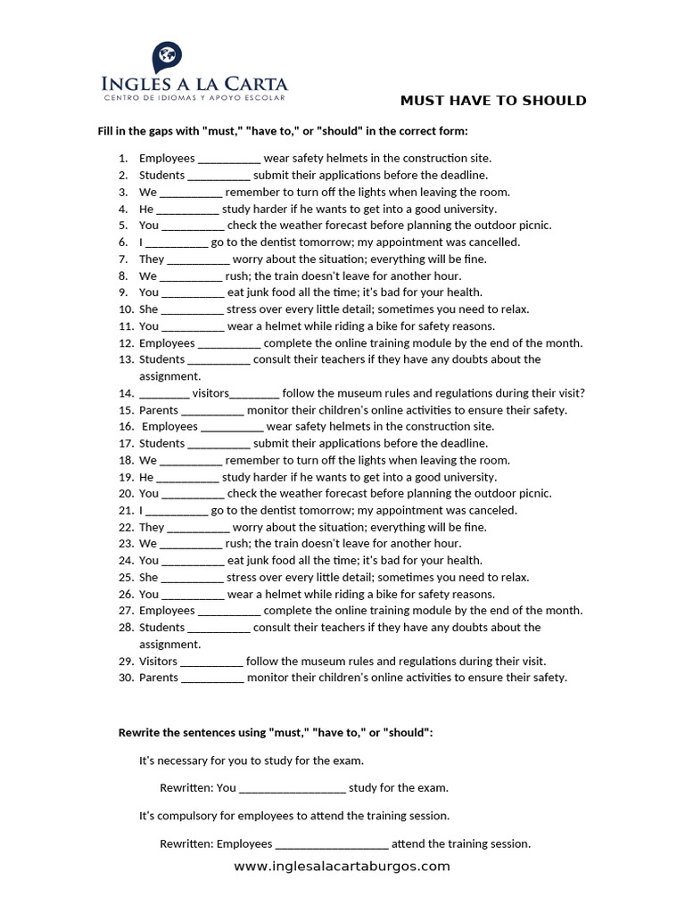 Must have to should revision pdf