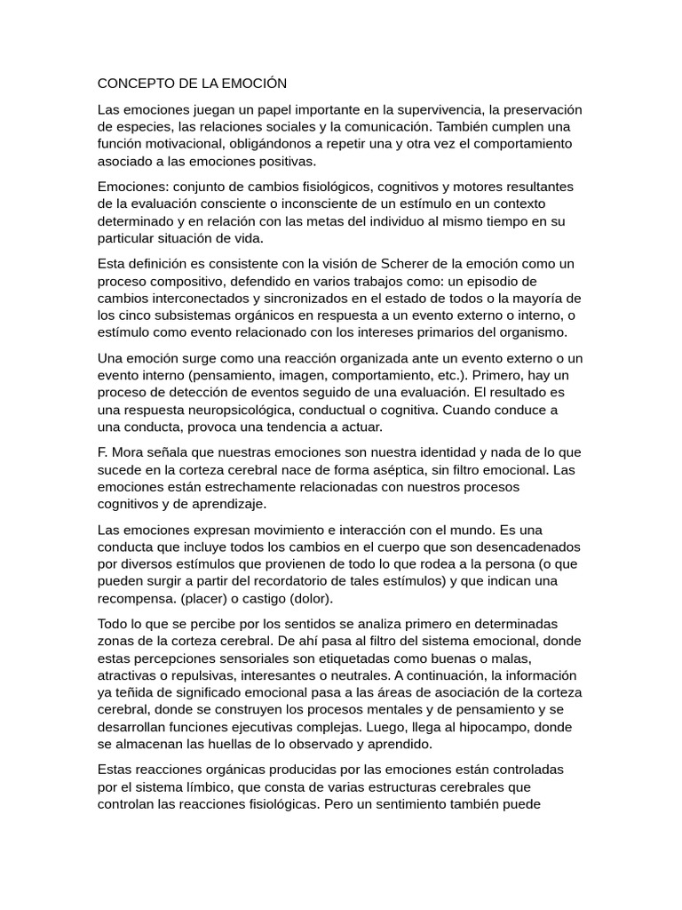 Concepto de La Emoción | PDF | Las emociones | Cerebro