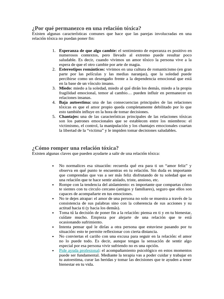 Cómo salir de una relación tóxica | PDF | Amor | Autoestima
