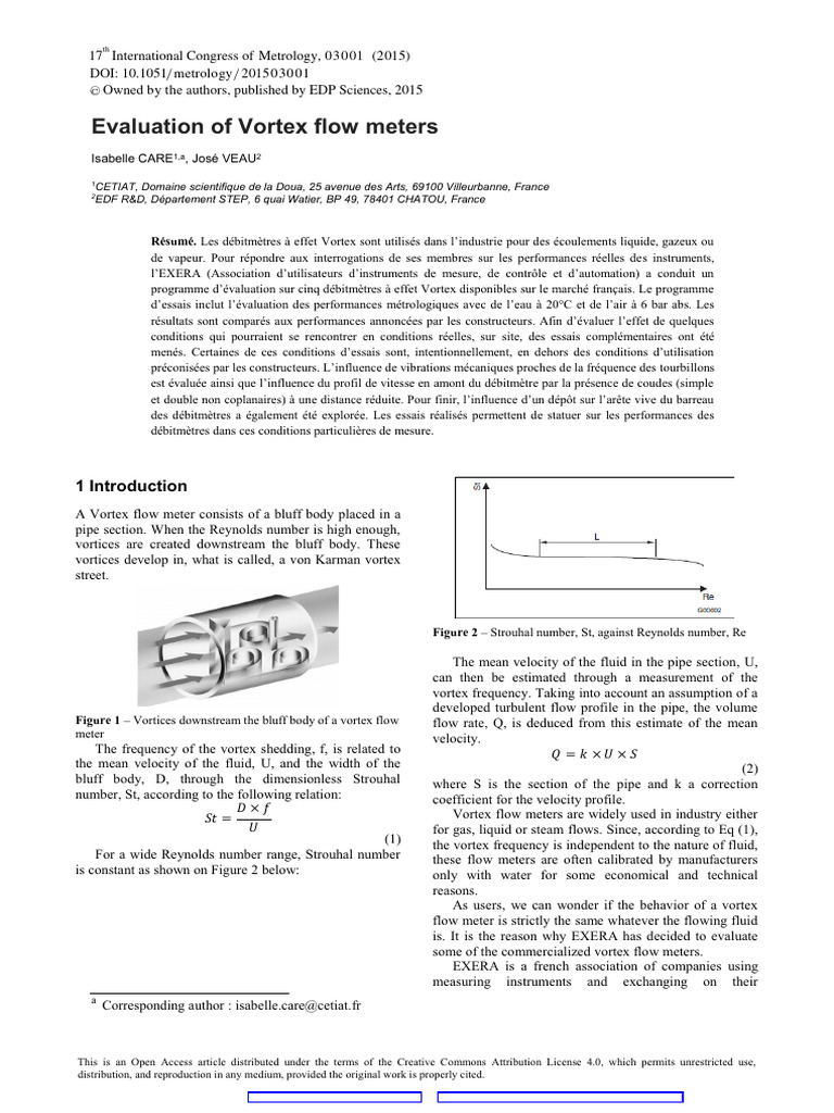 Evaluation of Vortex Flow Meters | PDF | Flow Measurement | Fluid Dynamics