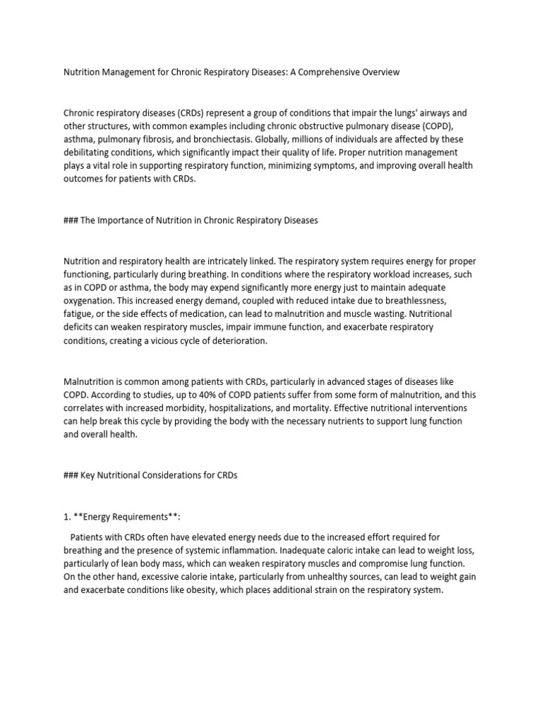 Nutrition Management For Chronic Respiratory Diseases | PDF | Chronic ...