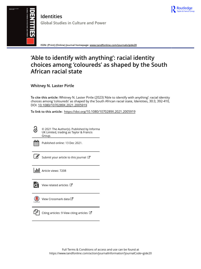 Racial Identity Choices of Coloureds in SA | PDF | Race (Human ...