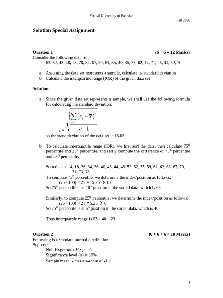 Fall 2020 - CS721 - 4 - SOL | PDF | Percentile | Statistics