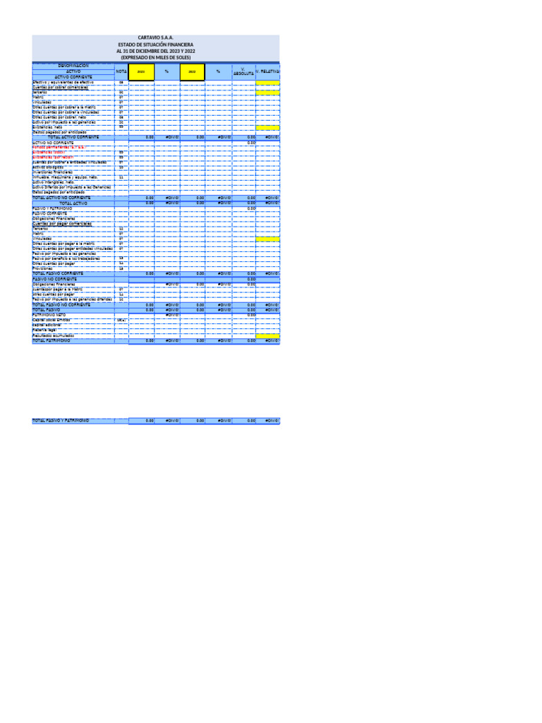 Estado Situacion Financiera | PDF | Dinero | Economias