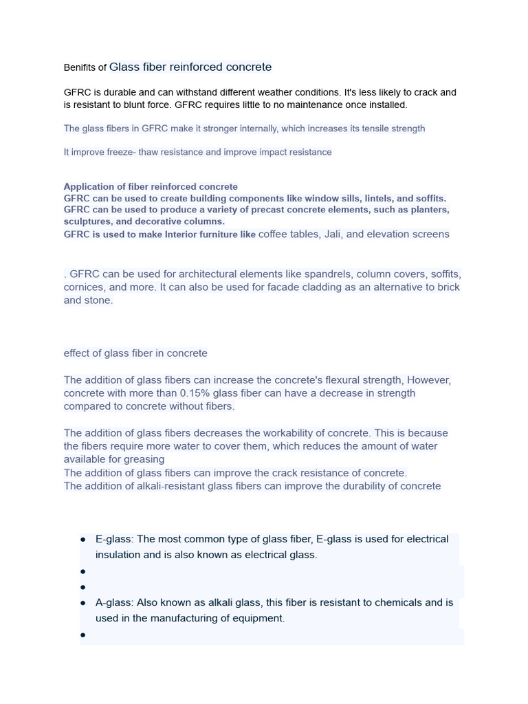 Benifits of Glass Fiber Reinforced Concrete | PDF