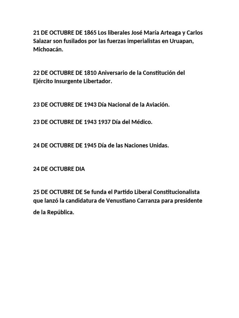 Efemerides Del 21 Al 25 de Octubre | PDF
