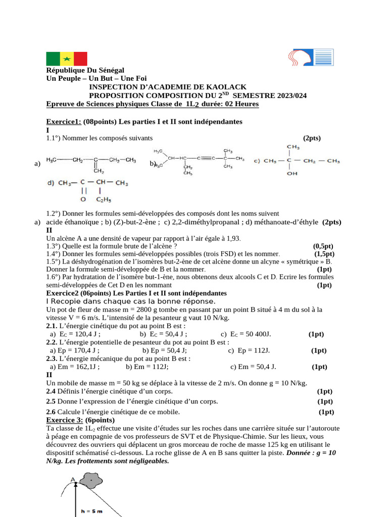 Composition 1L2 2024 | PDF | Mécanique | Métrologie