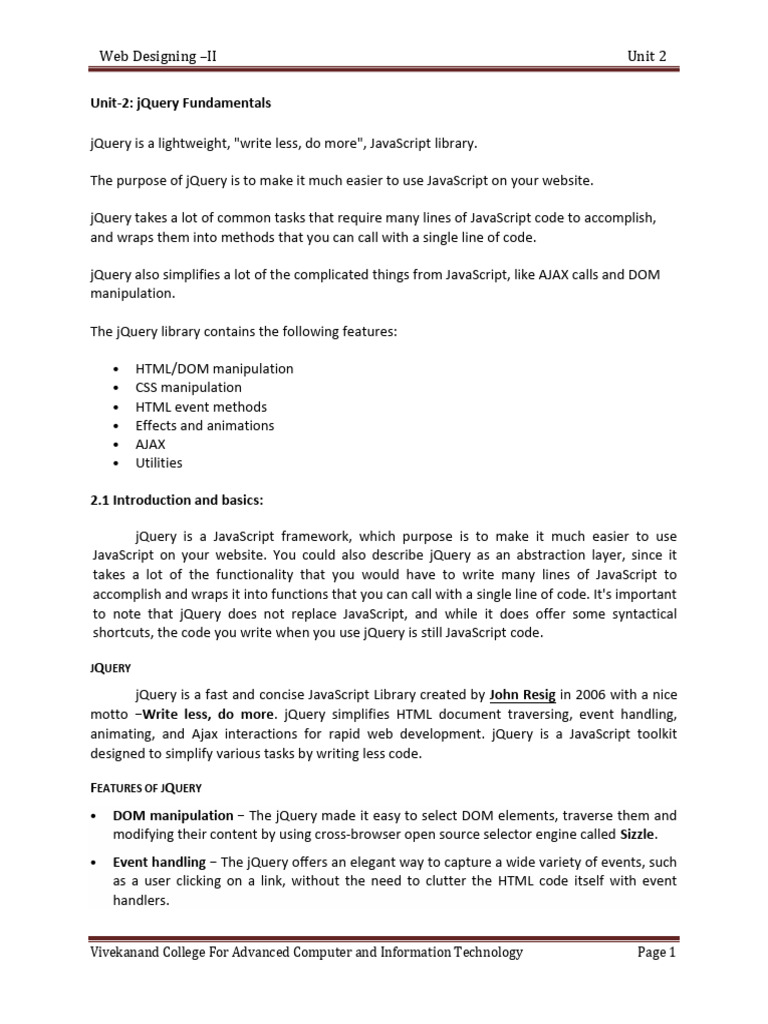 jQuery Fundamentals for Web Design | PDF | J Query | Software Engineering
