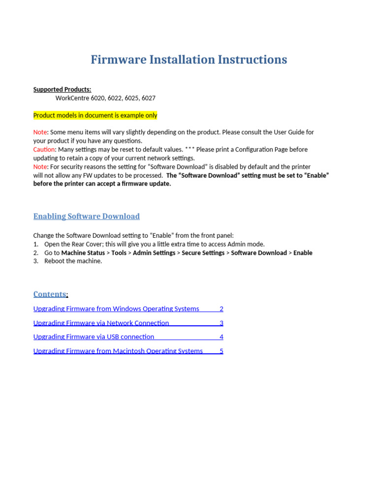 WorkCentre 6027 Firmware Update Guide | PDF | Booting | Operating System