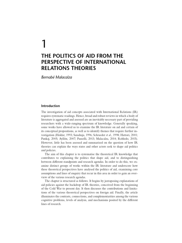 Analyzing Aid Politics in IR Theories | PDF | Aids | Diplomacy