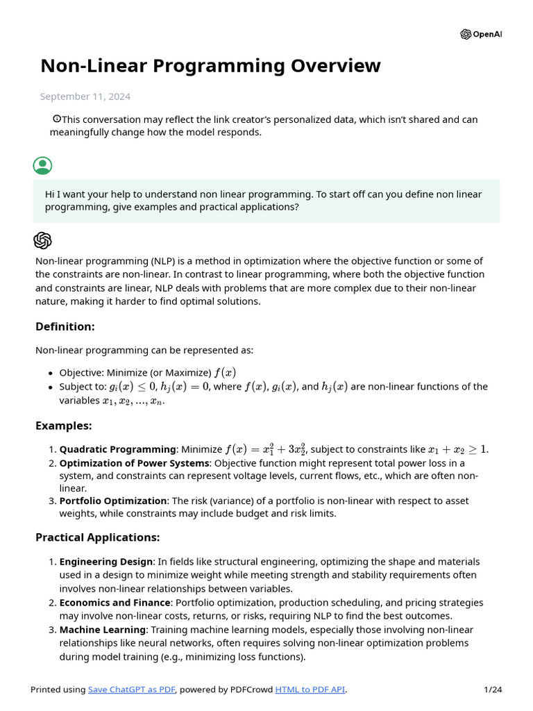 5 - Non-Linear Programming and Optimization | PDF | Mathematical ...