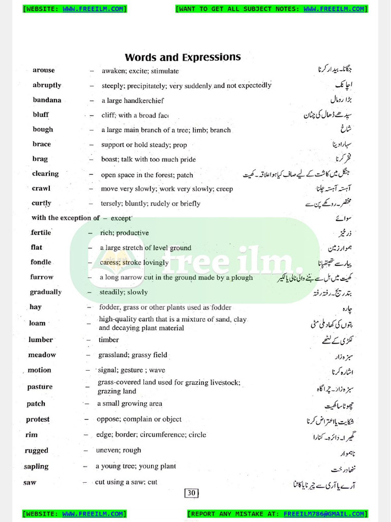 11th English Ch2 Exercise Notes | PDF