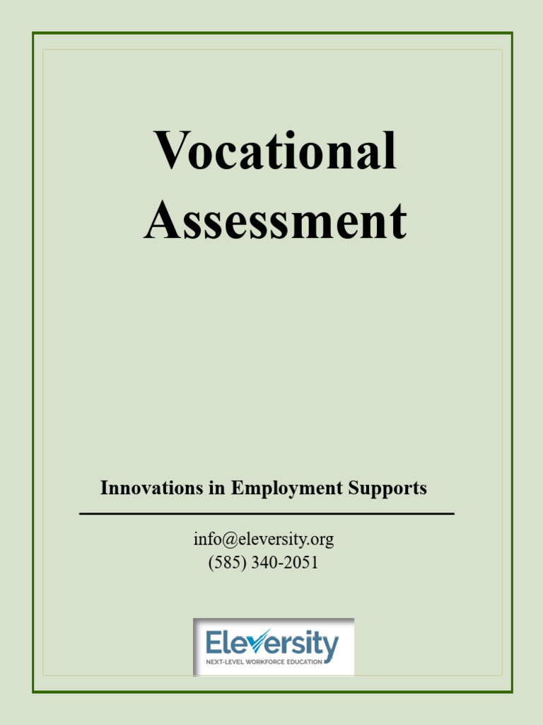 Vocational Assessment Overview and Tools | PDF | Cognition