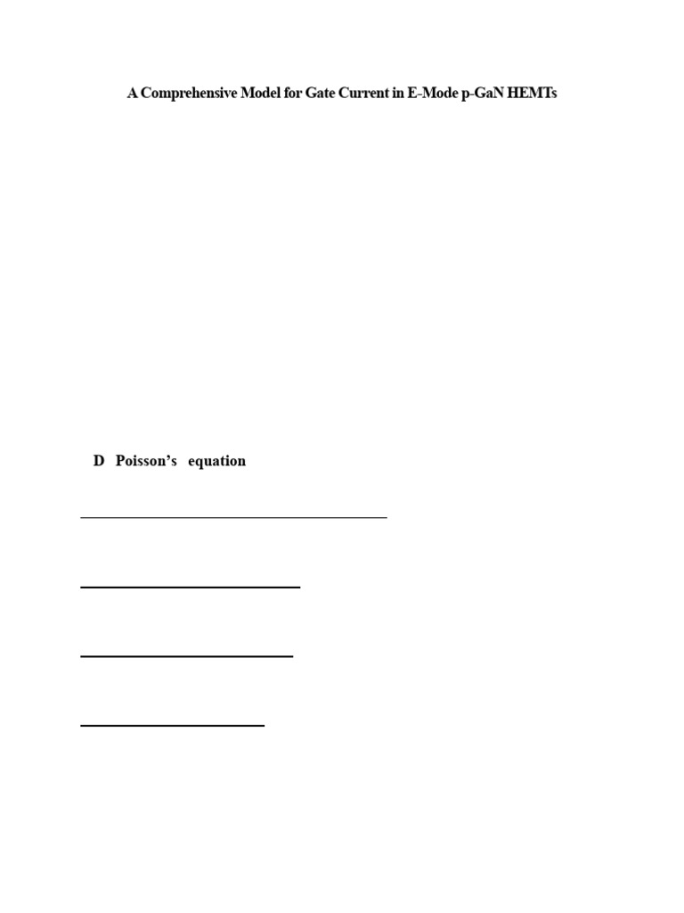 E-Mode p-GaN HEMT Gate Current Model | PDF | Quantum Tunnelling ...