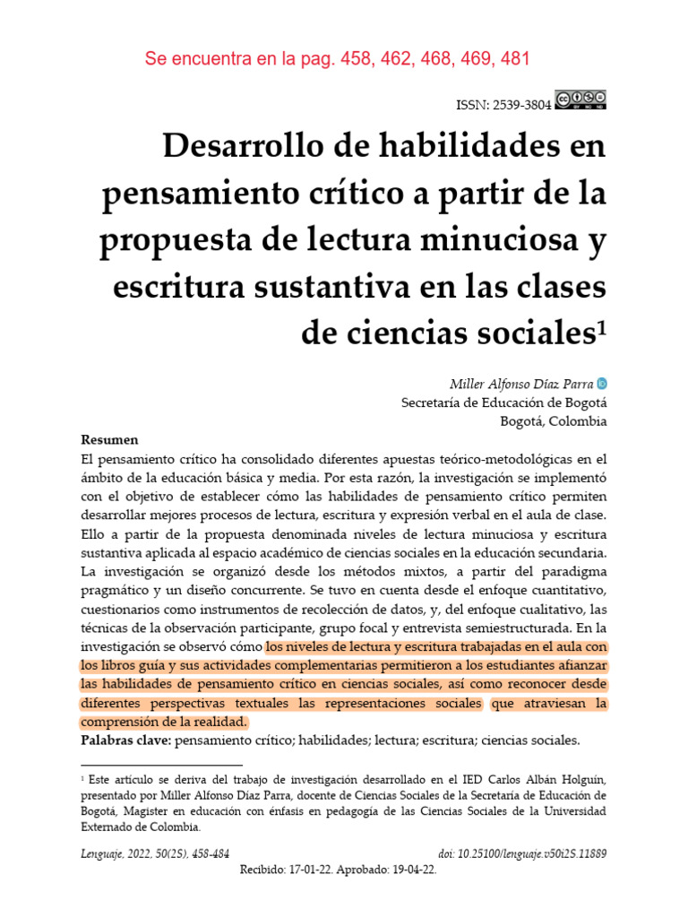 Desarrollo de Habilidades en Pensamiento Critico | PDF | Pensamiento ...