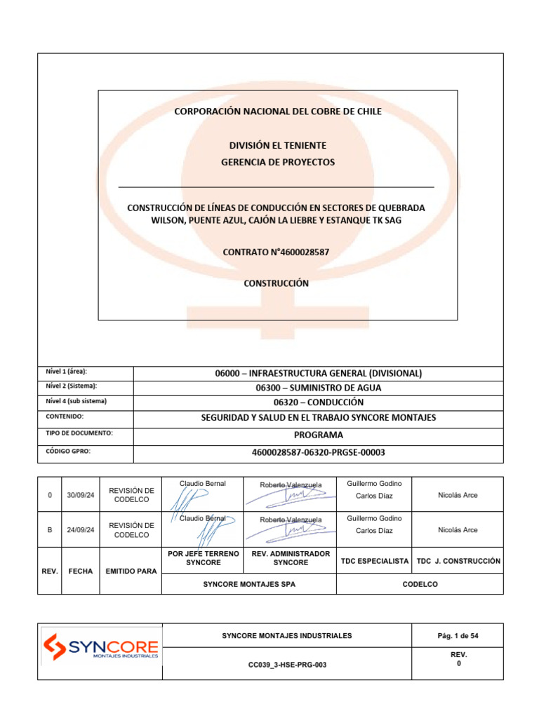 Programa HSE Syncore Montajes 2024 | PDF | Riesgo | Seguridad y salud ...