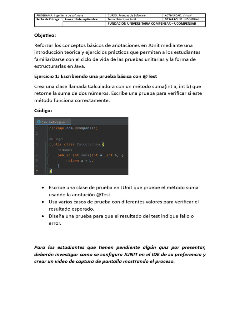 Taller Junit | PDF