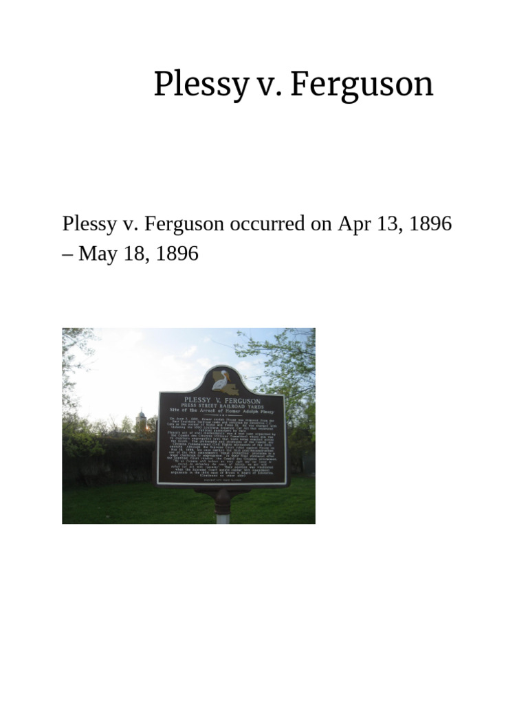 Significance of Plessy v. Ferguson | PDF | Politics | Social Science