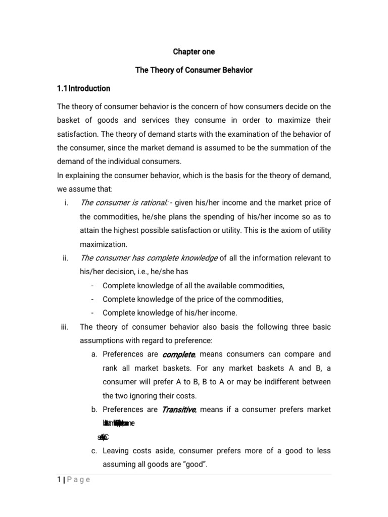 Microeconomics I Pdf Demand Utility