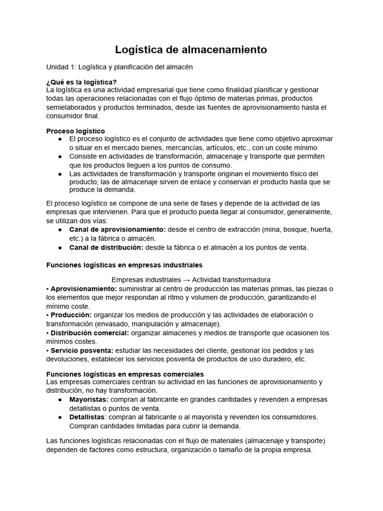 Logística y Almacenamiento Eficiente | PDF | Logística | Almacén