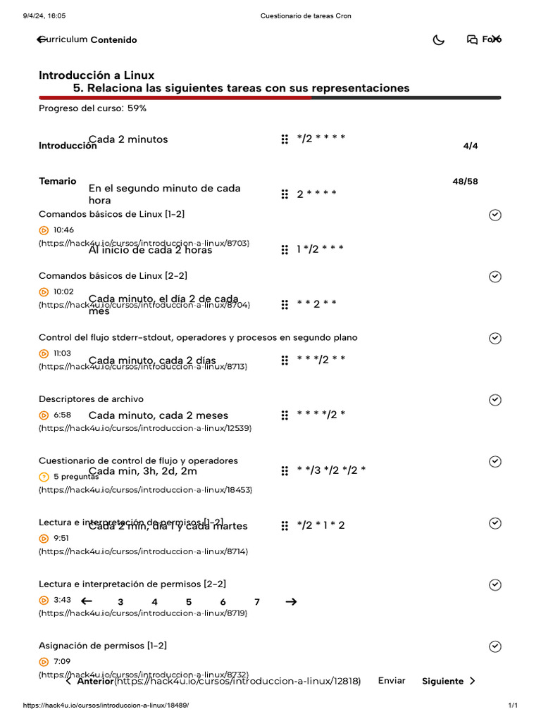 Cuestionario de tareas cron pdf unix