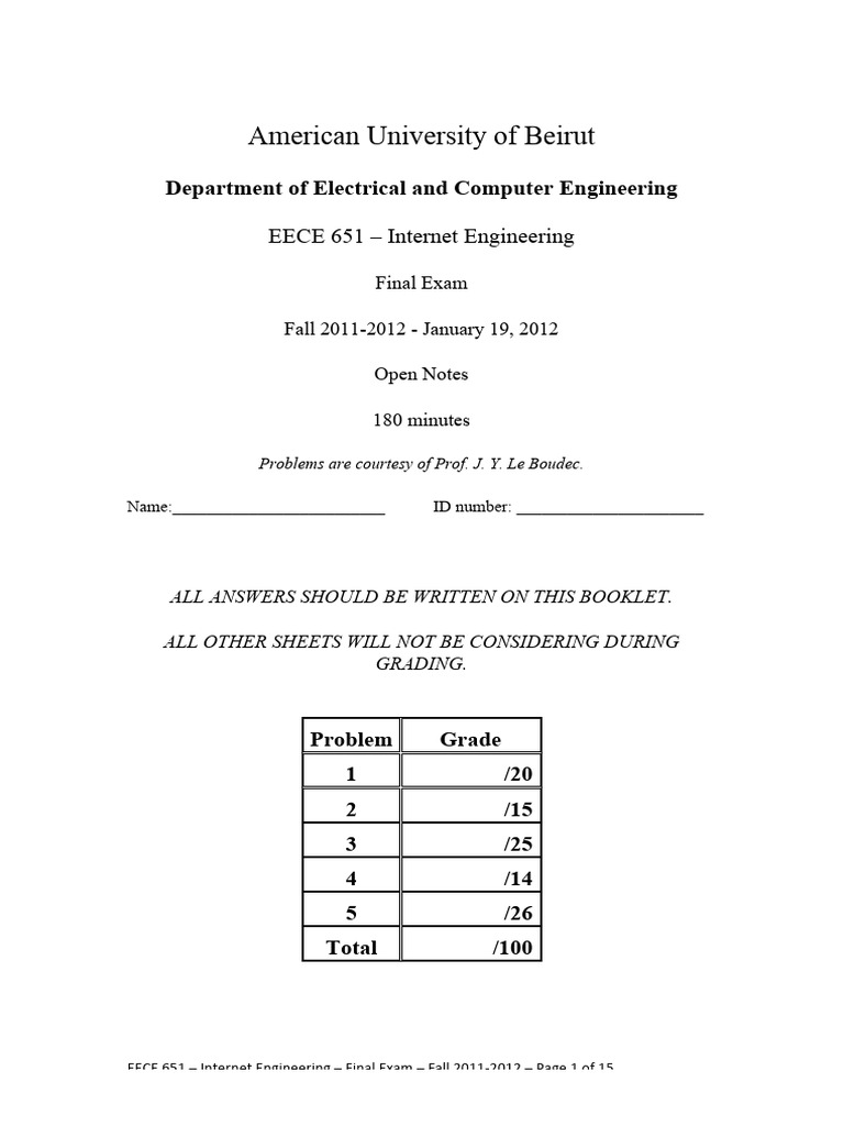 Final Exam Pdf Transmission Control Protocol I Pv6