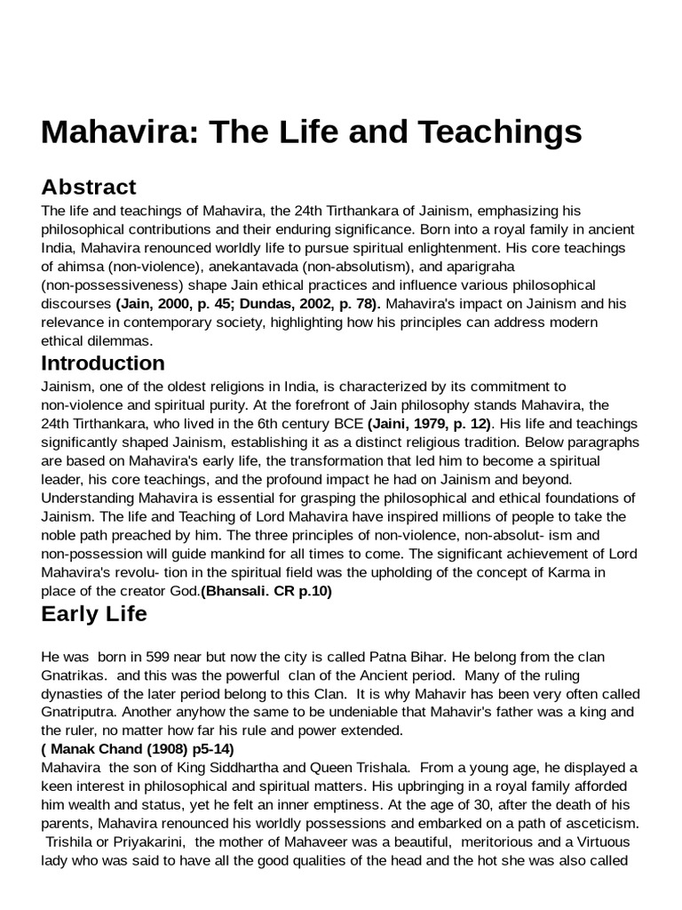 Mahavira and His Teaching | PDF | Eastern Philosophy | Theism