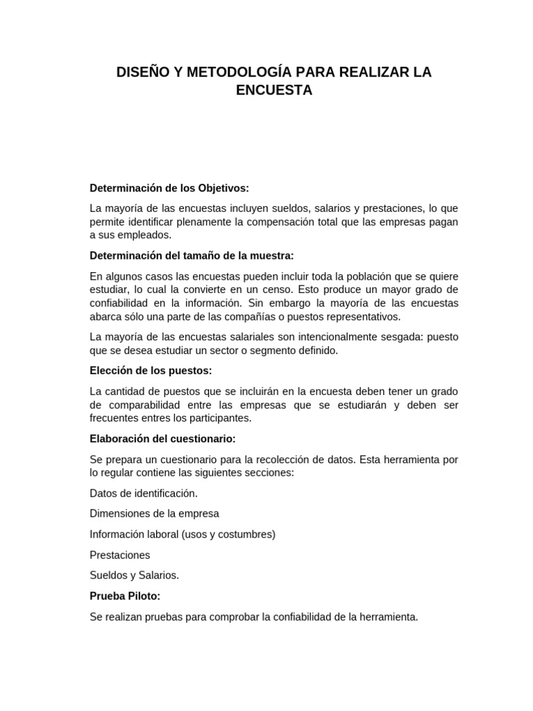 Encuestas Salariales: Diseño y Metodología | PDF | Metodología de ...