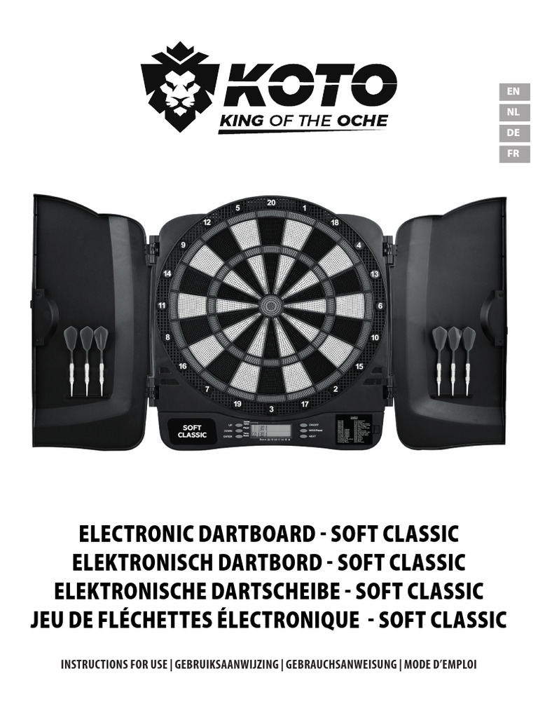 KOTO – Elektronisch Dartbord Soft Classic (39x1,5x43,3 cm), 6 Soft Darts, 32 Spellen, 590 Varianten, Voor Kinderen en Volwassenen
