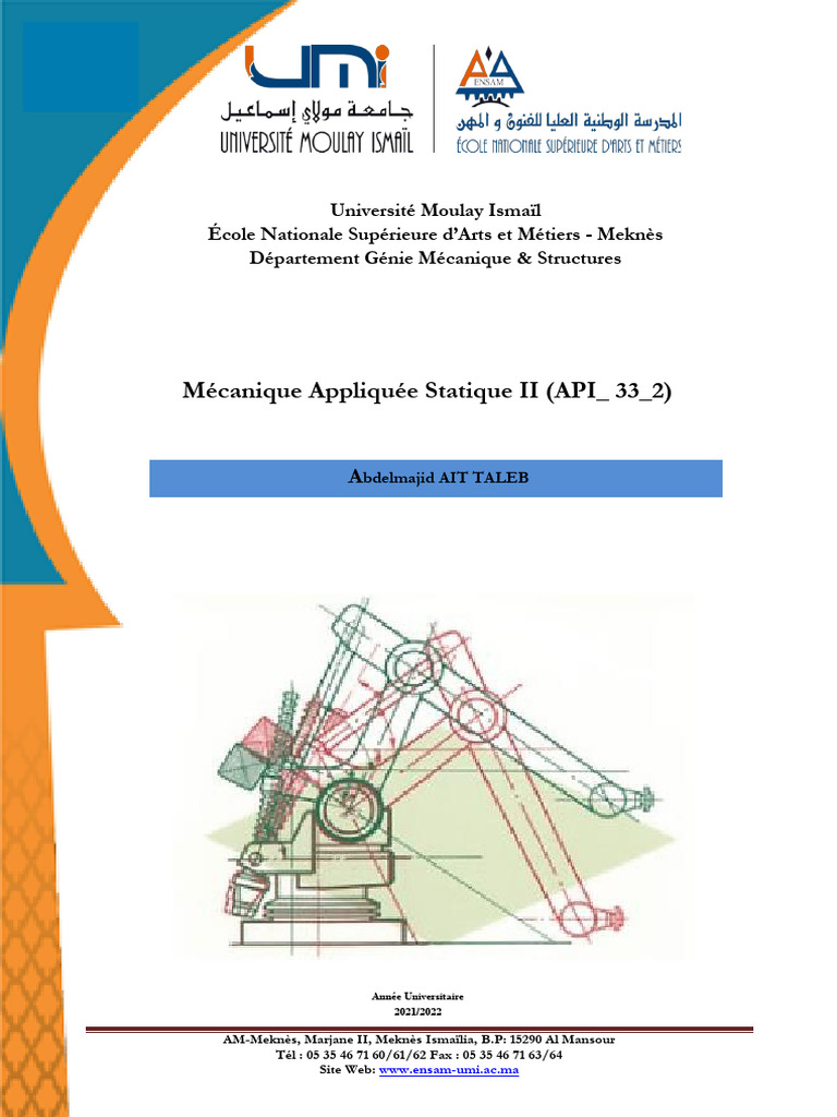 Mécanique Appliquée : Statique II | PDF | Friction | Obliger
