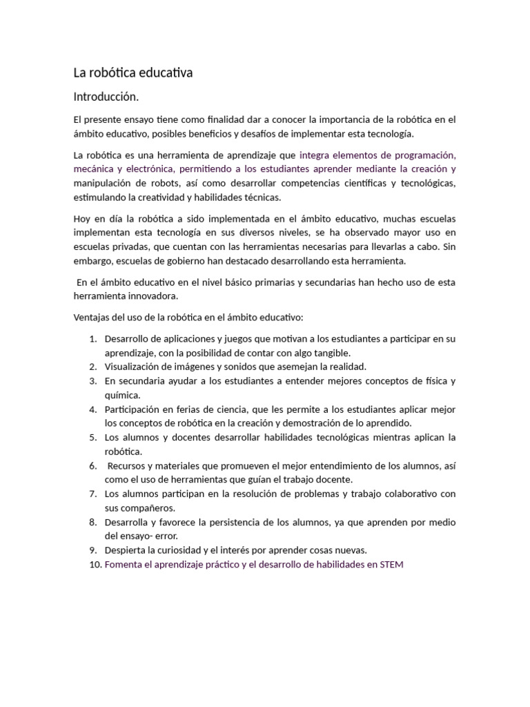 La Robótica Educativa | PDF | Aprendizaje | Modificación de comportamiento