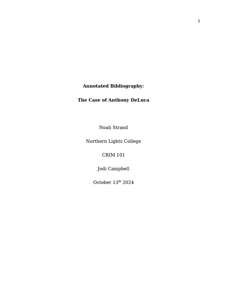 Annotated Bibliography on Crime Theories | PDF