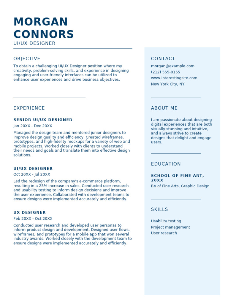 UI/UX Designer Resume - Morgan Connors | PDF | Art