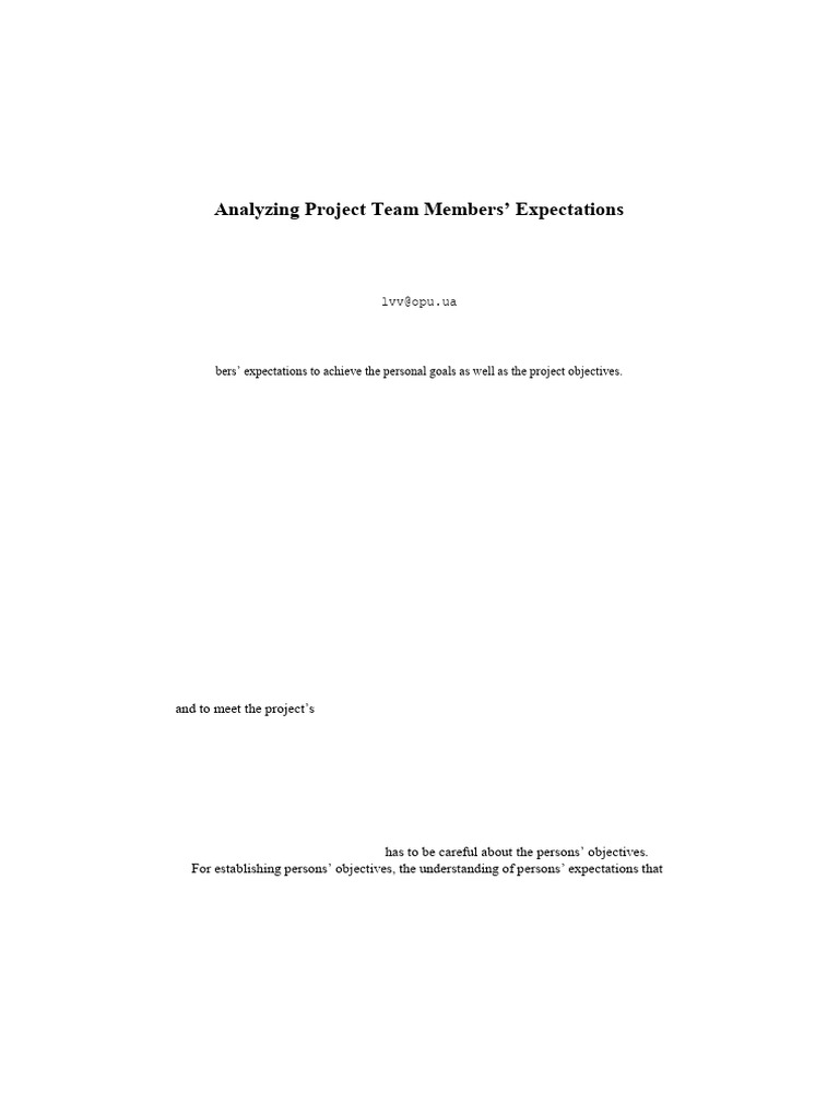 Analyzing Team Expectations in Projects | PDF | Goal | Cognition