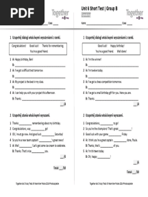 Together kl5 Short Test U6 Speaking AB
